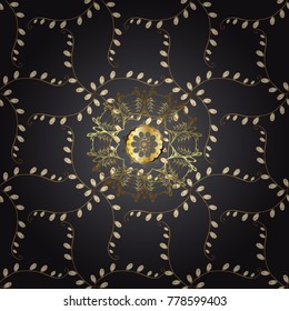 Flowers on gray, brown and yellow colors. Vector floral pattern in doodle style with flowers. Gentle, cute floral background.