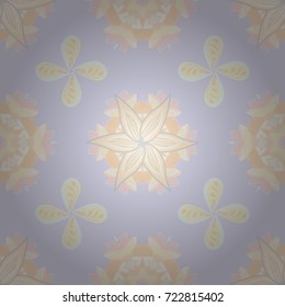 Flowers on gray, neutral and beige colors. Colour Summer Theme seamless pattern Background. Seamless retro pattern with flowers. Flat Flower Elements Design.