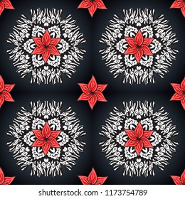 Flowers on gray, white and blue colors in watercolor style. Seamless Floral Pattern in Vector illustration.
