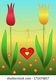 flowers on a green background