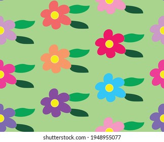 flores en el fondo verde
