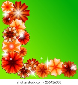 Flowers on green background