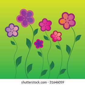 Flowers on a green background