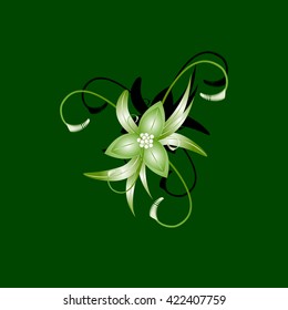 flowers on a green background, can be used as a greeting card, invitation card for the wedding, birthday and other holidays and summer background. Vector.