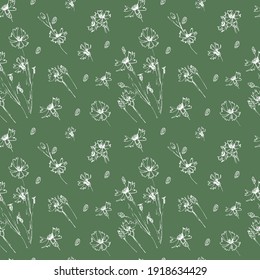 flowers on a green background for textiles