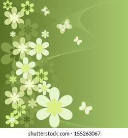flowers on a green background - vector illustration