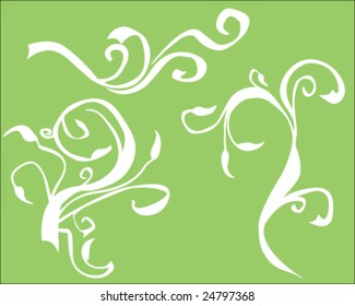 Flowers on green background - Vector --- Please see my another plants of my collection