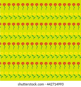 Flowers on the green background. Vector illustration.