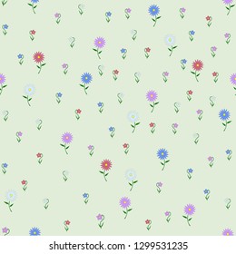 Flowers on greenish background, vector graphics