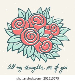 Flowers on a grunge background. This template can be used to create wedding invitations and any greeting cards.