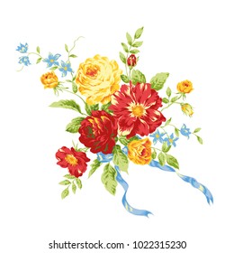 Flowers on a homogeneous background. Vector illustration