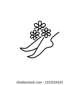 flowers on human feet outline icon. Signs and symbols can be used for web, logo, mobile app, UI, UX