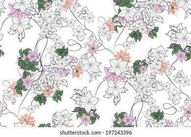 flowers on a light background. seamless background