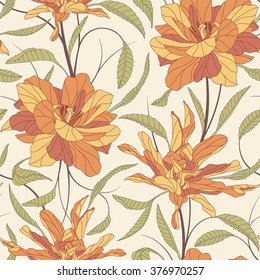 flowers on a light beige background in seamless pattern