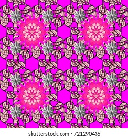 Flowers on magenta, neutral and black colors. Cute Floral pattern in the small flower.