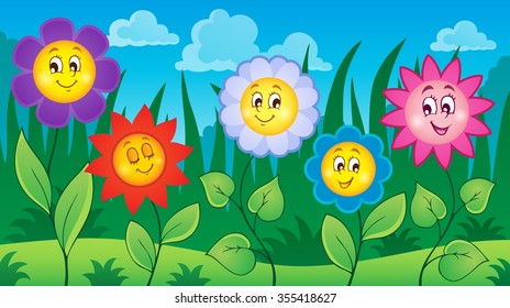 Flowers on meadow theme 4 - eps10 vector illustration.