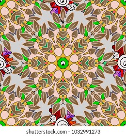 Flowers on neutral, brown and gray colors in watercolor style. Seamless floral pattern with flowers on neutral, brown and gray colors.