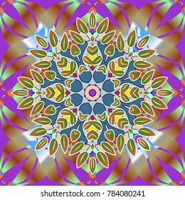 Flowers on neutral, brown and violet colors. Seamless Floral Pattern in Vector illustration.