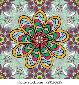 Flowers on neutral, green and gray colors. Tropical seamless floral pattern. Vector illustration.