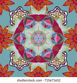 Flowers on neutral, pink, blue and purple background. Flower painting vector for t shirt printing. Floral seamless pattern background.
