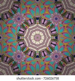 Flowers on neutral, pink and blue colors. Flat Flower Elements Design. Colour Summer Theme seamless pattern Background. Trendy seamless Floral Pattern In Vector illustration.