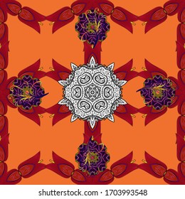 Flowers on orange, red and white colors. Tropical flowers. Shirt seamless Background Pattern.