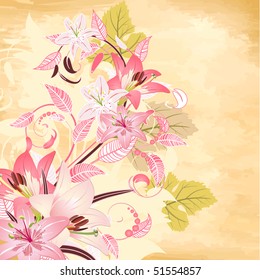 flowers on papyrus background