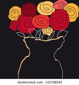 flowers on a pattern background with