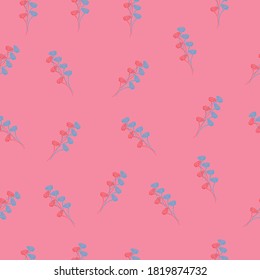 Flowers on pink background, seamless pattern, vector