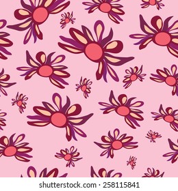 Flowers on a pink background, seamless pattern, vector, card, packaging