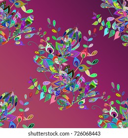Flowers on pink background. Vector floral pattern in doodle style with flowers. Gentle, nice floral background.