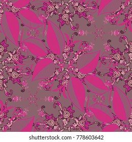 Flowers on pink, magenta and black colors.Colour Spring Theme seamless pattern Background. Flat Flower Elements Design Vector illustration. Seamless floral pattern with flowers, watercolor.