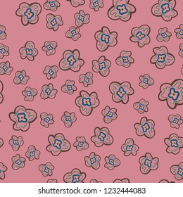 Flowers on pink seamless pattern