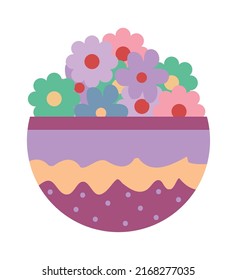 flowers on pot over white
