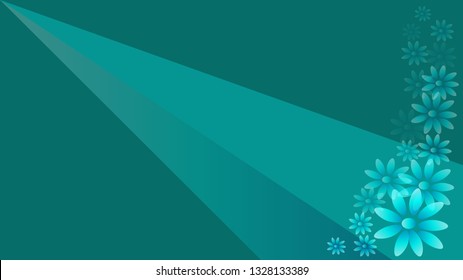 Flowers on turquoise background combination of white and turquoise flowers composition of spring background