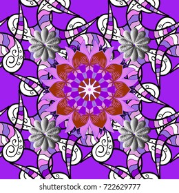 Flowers on violet, black and white colors. Hand painted watercolor allover seamless flowers and plants.