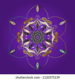Flowers on violet, gray and brown colors. Colour Spring Theme seamless pattern Background. Floral seamless pattern background, summer flowers. Flat Flower Elements Design.
