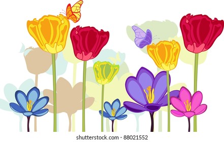 Flowers on white background