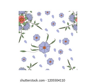 flowers on a white background. For decoration of fabric or interior