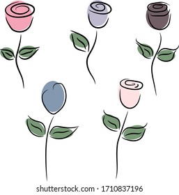 Flowers on white background. Flowers in different shapes for your design and greetings, postcards card for your loved ones. Spring landscape of illustrations.