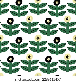 Blumen auf weißem Hintergrund. Nahtloses Muster. Moderne Grafik. 