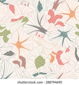 flowers on a white background in seamless pattern