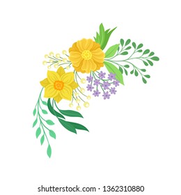 Flowers on white background. Spring and floral concept.