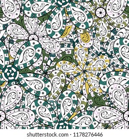 Flowers on white, black and blue colors. Flat Flower Elements Design. Seamless Floral Pattern in Vector illustration. Colour Spring Theme seamless pattern Background.