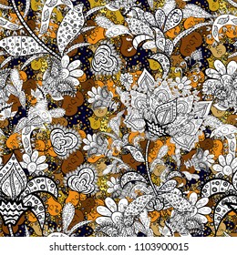 Flowers on white, black and gray colors. Shirt seamless Background Pattern. Tropical flowers.