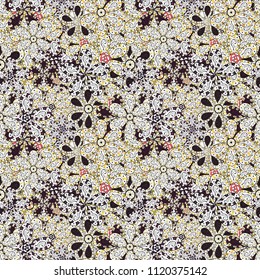 Flowers on white, black and purple colors. Seamless pattern with flowers. Watercolor illustration. Hand drawn.