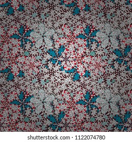 Flowers on white, black and red colors in watercolor style. Seamless Floral Pattern in Vector illustration.