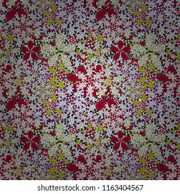 Flowers on white, black and red colors. Cute Floral pattern in the small flower.