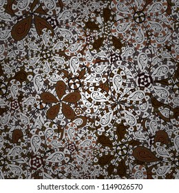 Flowers on white, brown and black colors in watercolor style. Watercolor seamless pattern. Floral print.