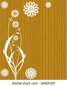 Flowers on wood background
